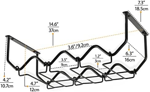 Wallniture Piccola Under Cabinet Wine Rack Glasses Holder