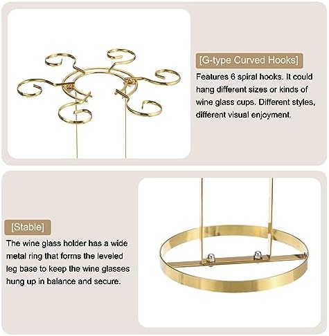 Uxcell Gold Wine Glass Holder with 6 Hooks