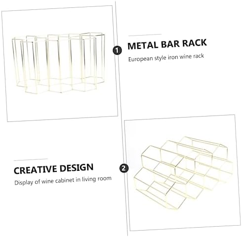 Hemoton 7-Bottle Metal Wine Rack with Golden Finish