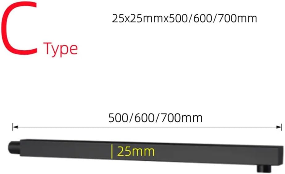 50-70cm Extended Black Stainless Steel Shower Arm
