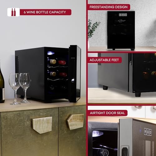 Koolatron 6 Bottle Freestanding Wine Cooler with UV Glass Door