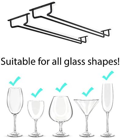 Wallniture Brix Wine Glass Holder Set of 2 Black Iron 17 Inch 1
