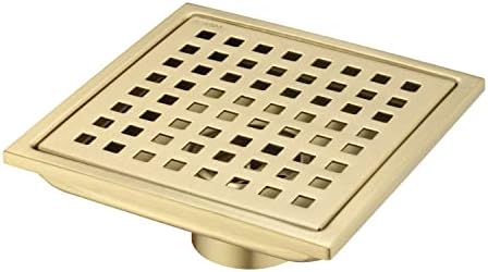 YLIEHS Square Shower Floor Drain with Gold Finish