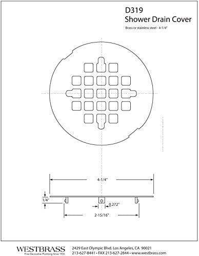 Westbrass 4-14 OD Casper Brass Snap-In Shower Strainer Grid