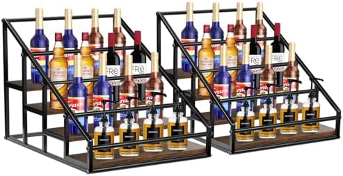 Coffee Syrup Rack Organizer 2 Packs 4 Tier 16 Bottle Holder