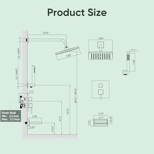 Esnbia Brushed Nickel Tub Shower System