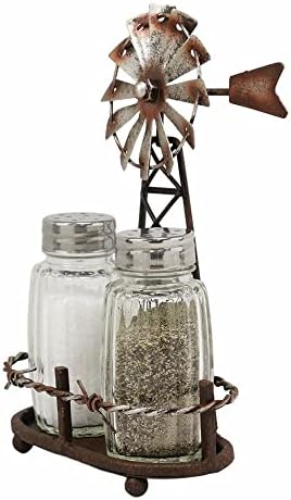 1 Set Of 65H Rustic Windmill Salt Pepper Shakers