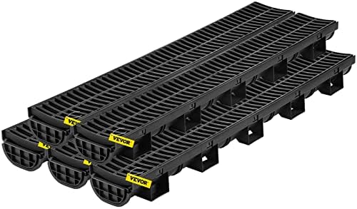 VEVOR HDPE Trench Drain System 57x31-Inch Black 5-Pack