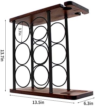 SASIDO Wine Rack with Tray and Glasses Holder