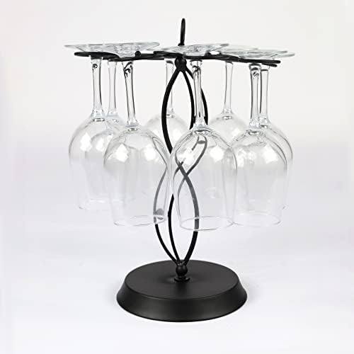 HomeRoots 8-Wine Glass Holder Stainless Steel Freestanding Rack for Wine Glasses