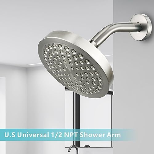 Nuodan 6 Inch Shower Arm with Flange Brushed Nickel 1