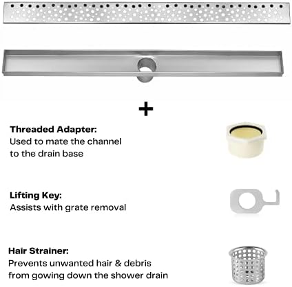 DreamDrains 32 in Linear Shower Drain Kit with Brushed Finish