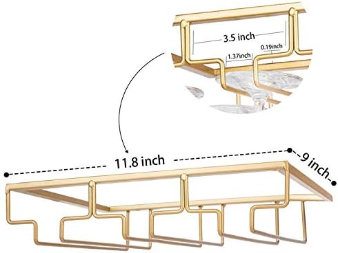 Wine Glass Rack - Space Saving Metal Organizer for Bar Kitchen Cabinet