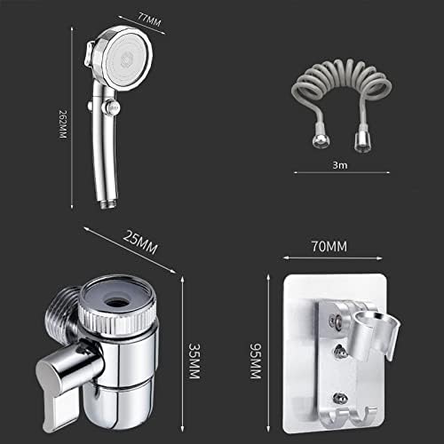 Hand Held Shower Head with 3 Speed Modes and 3M Hose Kit