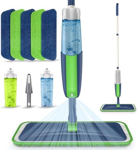 Mexerris Wet Mop with 5X Washable Pads 2X Bottles