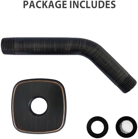 HOMYEP 6 Inch Oil Rubbed Bronze Angled Shower Arm with Flange
