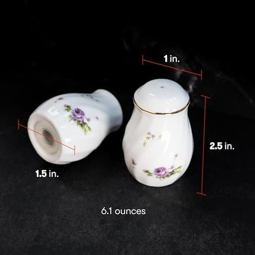 Lynns Paradise Lucinda Purple Gold Salt Pepper Shakers