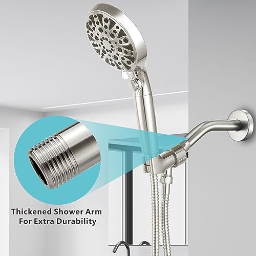 Nuodan 6 Inch Shower Arm with Flange Brushed Nickel 1