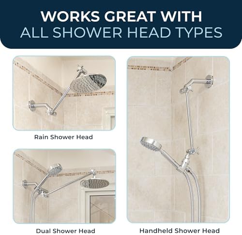 HammerHead Showers Adjustable Chrome Shower Arm - 16 Inch All Metal