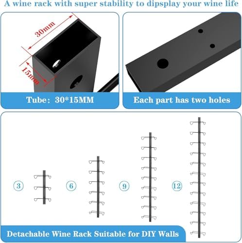 Sonyabecca 9 Bottle Wall Wine Rack - Detachable Sturdy and Versatile
