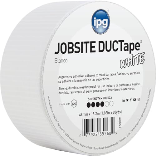 IPG 6720WHT JobSite Duct Tape White 20yd Single Roll