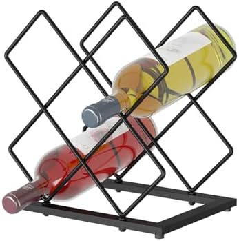 KOKSTOP 6-Bottle Countertop Wine Rack Modern Black Corner Holder