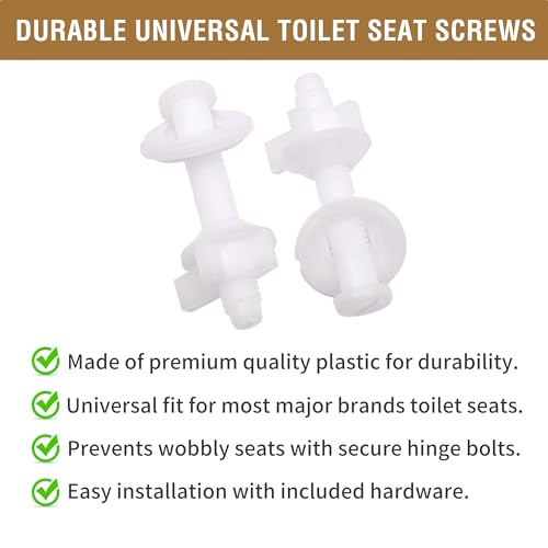2Pcs Universal Toilet Seat Hinge Replacement Kit with Nuts and Washers White