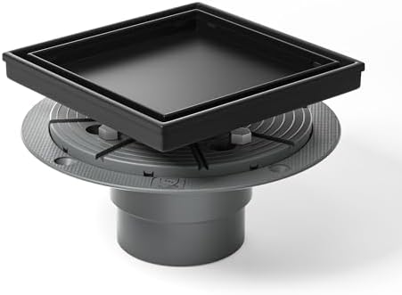 Bernkot Square Shower Drain 6 with 2 PVC Flange Base