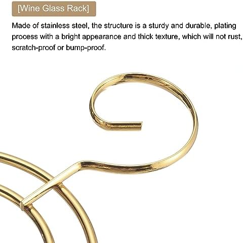Uxcell Gold Wine Glass Holder with 6 Hooks