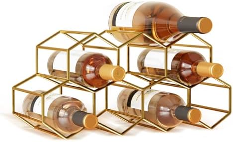Urban Deco Small Gold Wine Rack 9 Bottle Holder