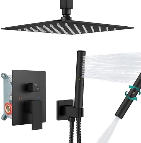 Aolemi Ceiling Mount Shower System with Rainfall Head and Handheld
