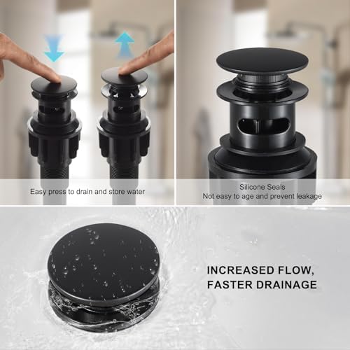 Jorilaisa Pop Up Drain Stopper Matte Black