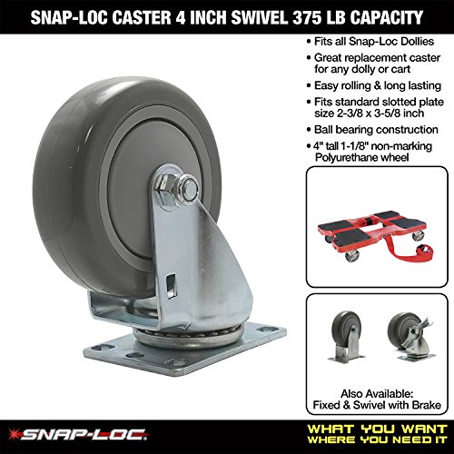 Snap-Loc 4 Inch Swivel Caster 375 LB Polyurethane