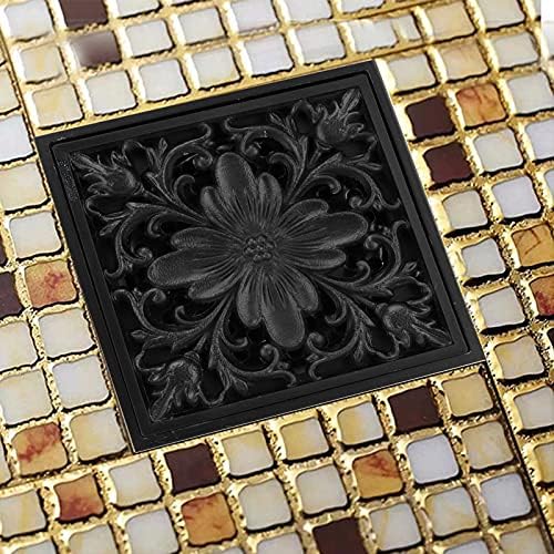Antique Black Square Floor Drain with Strainer