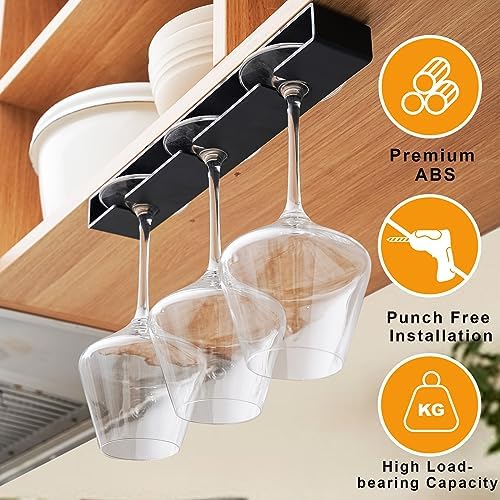 AQJUNONG 2 Pack Wine Glass Holder Classic Black