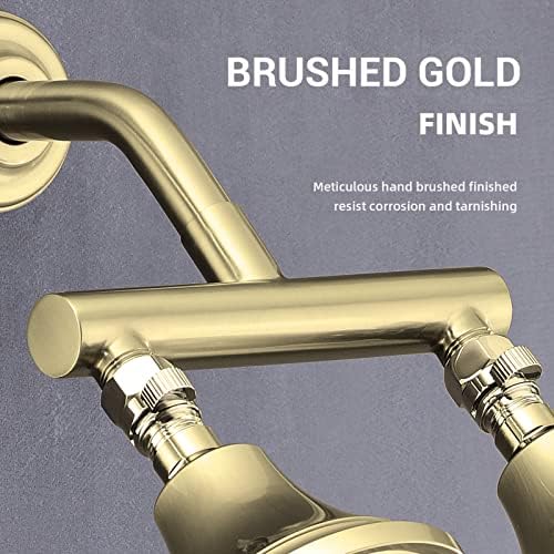 TRUSTMI Double Shower Head Manifold Splitter 2 Way Brushed Gold