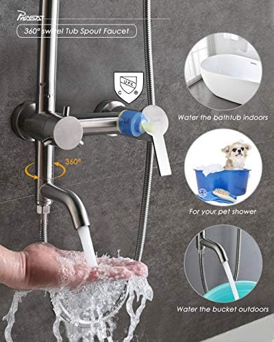 PHASAT 3 Functions Stainless Steel Shower System with Rainfall Head