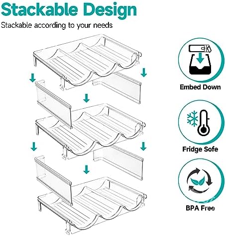 3 Pack Stackable Water Bottle Storage Rack for Kitchen Fridge