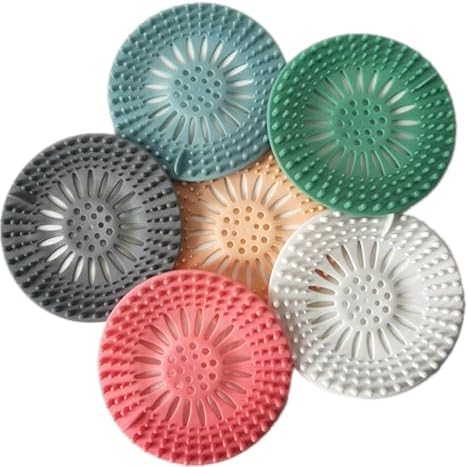 Pack of 6 Silicone Hair Catcher for Bath and Kitchen Drains