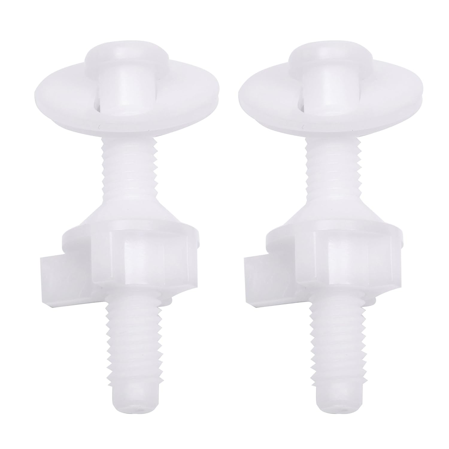 2Pcs Universal Toilet Seat Hinge Replacement Kit with Nuts and Washers White