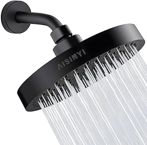 AISINYI 6 Inch Matte Black Rainfall Shower Head