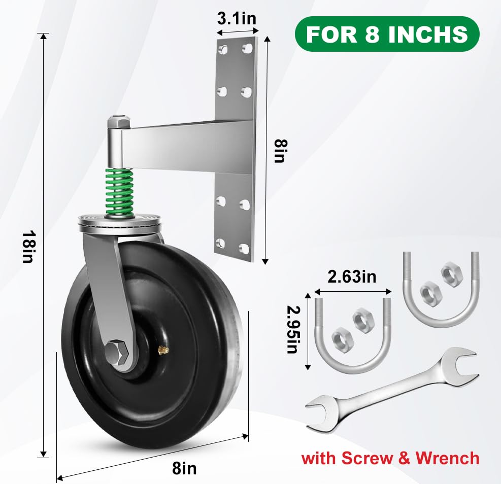 Liberoll Heavy Duty Gate Caster 8 Inch 2Pcs 1400lbs