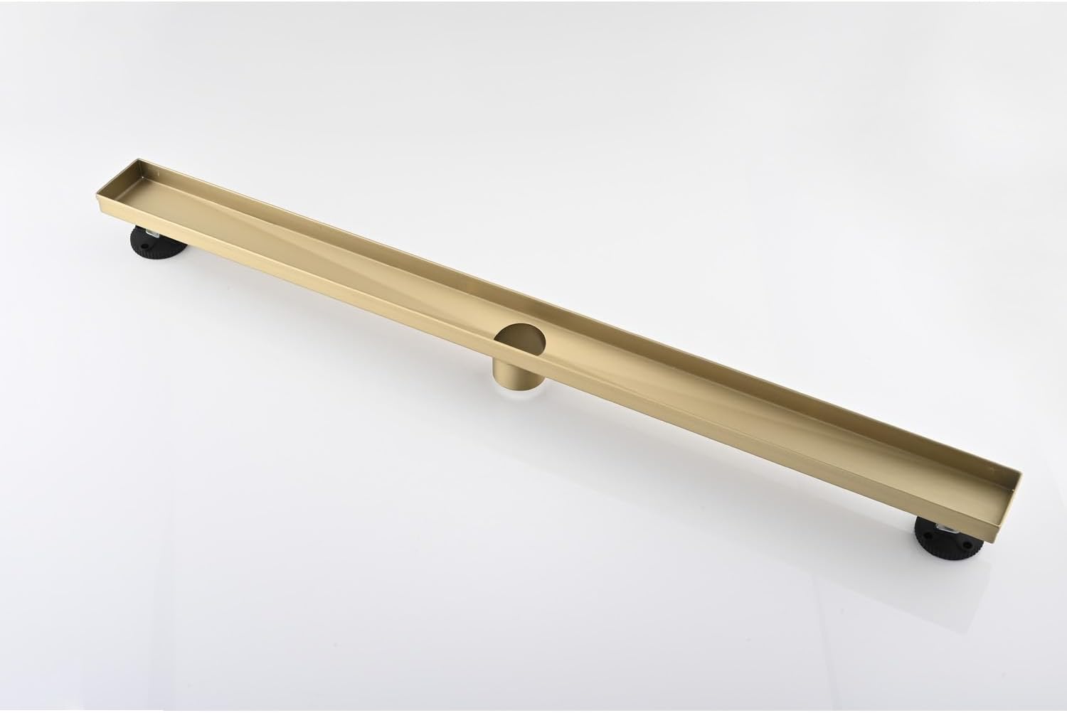 28 Inches Linear Shower Drain with Brushed Gold Grate
