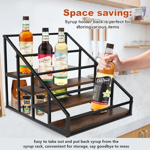 Coffee Syrup Rack Organizer 2 Packs 4 Tier 16 Bottle Holder