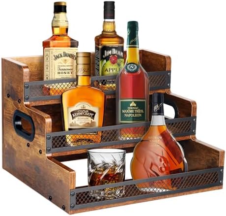 Alyoen 3 Tier Liquor Wine Rack with Fences Handles