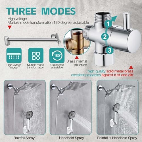 Nottia 10 Inch Rain Shower Head with Handheld Spray Combo 1