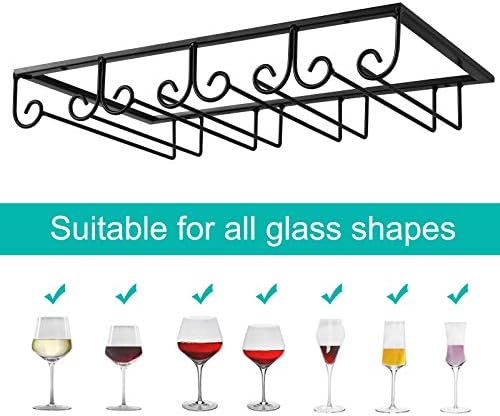 MOCOUM Stemware Hanger 4 Rows 2 Pack Black