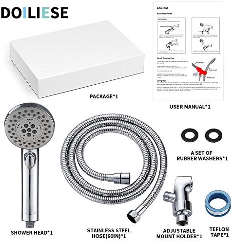DOILIESE 6-Setting Massage Handheld Shower Head with Pause and Spa Spray - Chrome