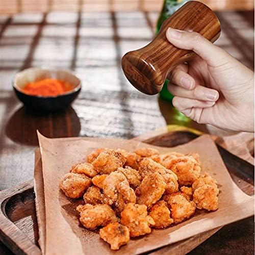 Wooden Pepper and Salt Grinder Set with Hand Crank Holder