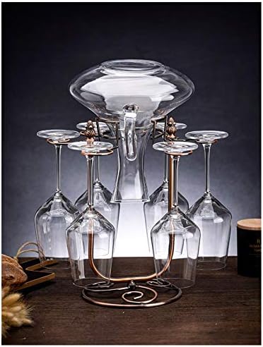 Premium Freestanding Wine Rack Holds 6 Glasses 1 Decanter